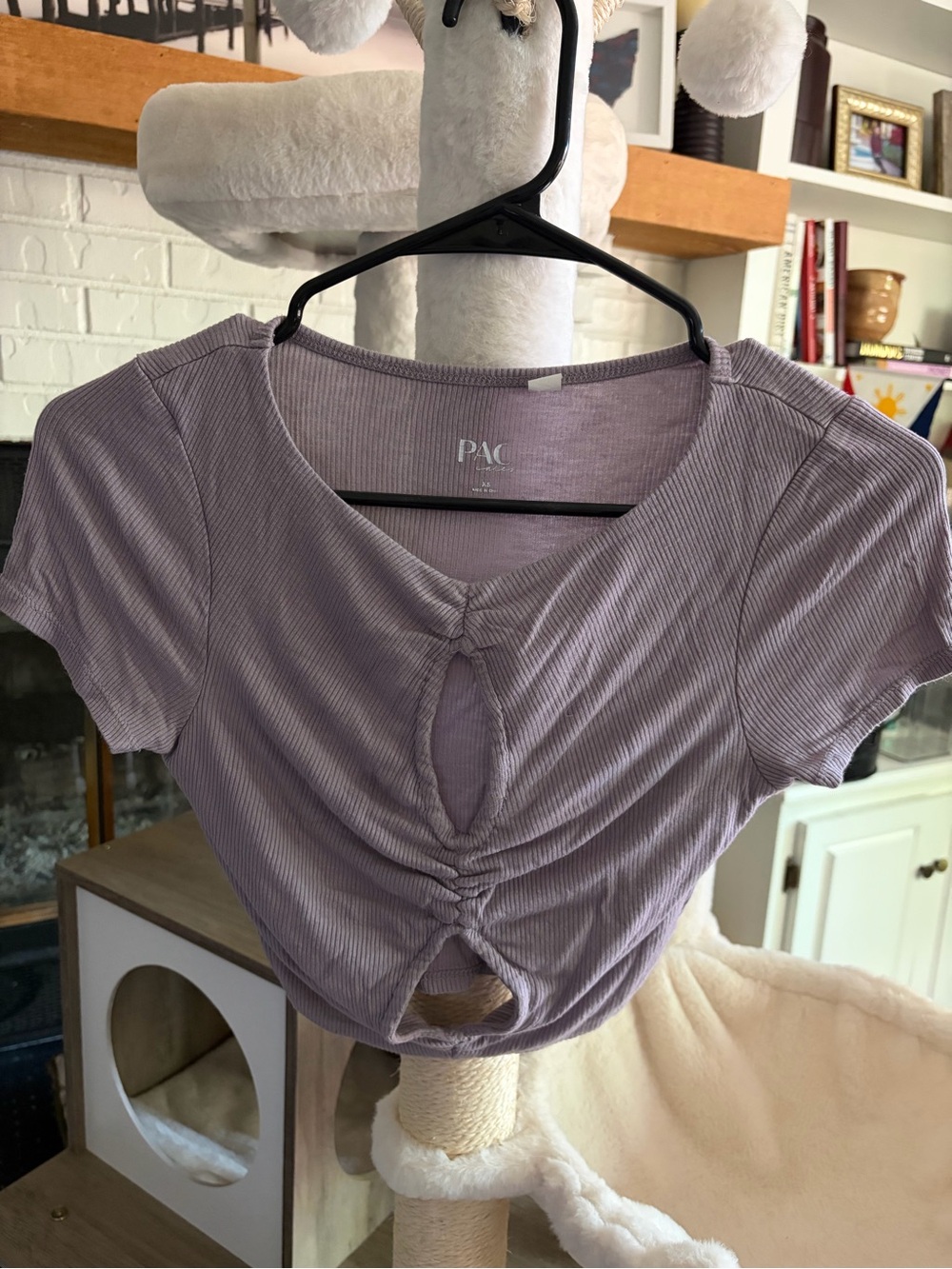 XS Lavender Ruched Front Crop Top